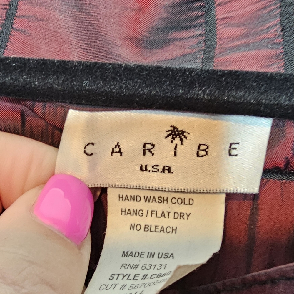 Caribe Burgundy/Red Stripe Button Front Jacket - Picture 5 of 8